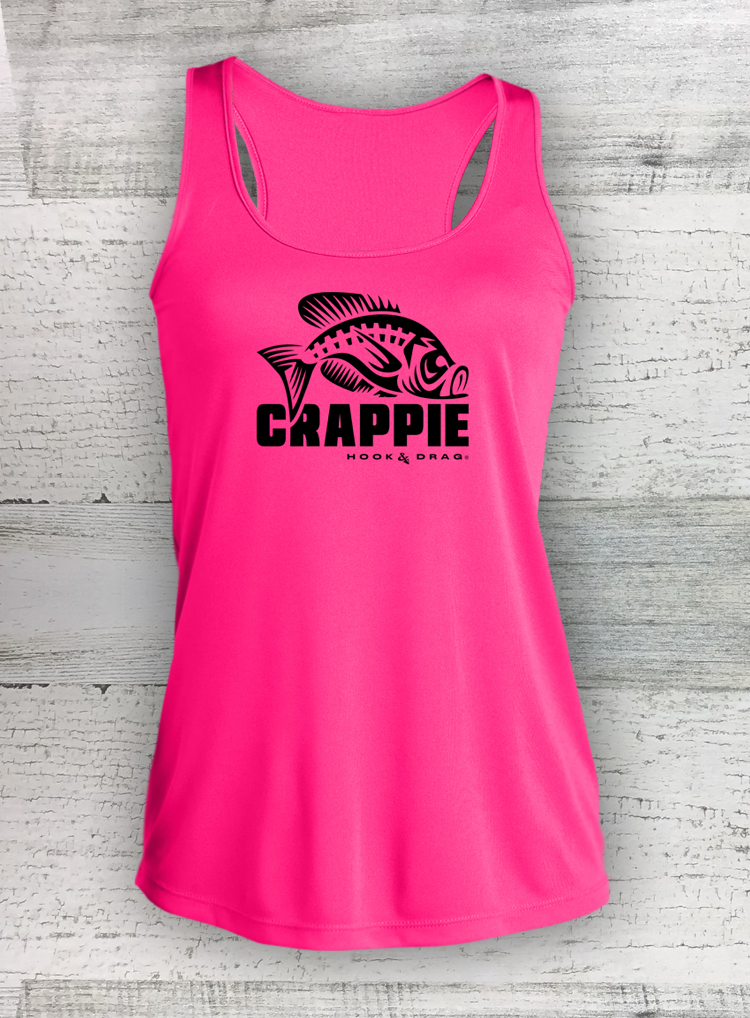 HD Fish - Modern Retro - Ladies Competitor™ Racerback Tank - Catfish, Walleye, Crappie and Bass