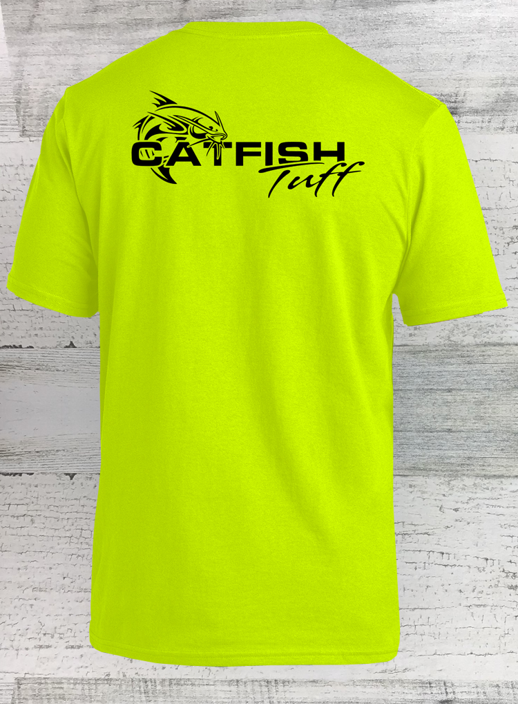 Catfish Tuff - All-American Made POCKET Tee- Short Sleeve - Catfish Shirt - Safety Colors!