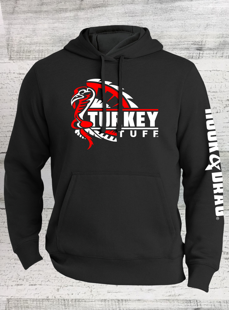 Turkey Tuff - Turkey Hoodie - Cotton Blend - Black Pullover Hooded Sweatshirt